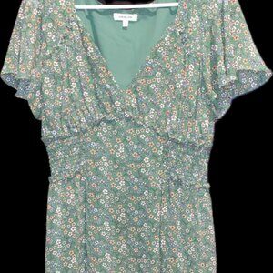 Green Flower Print Dress